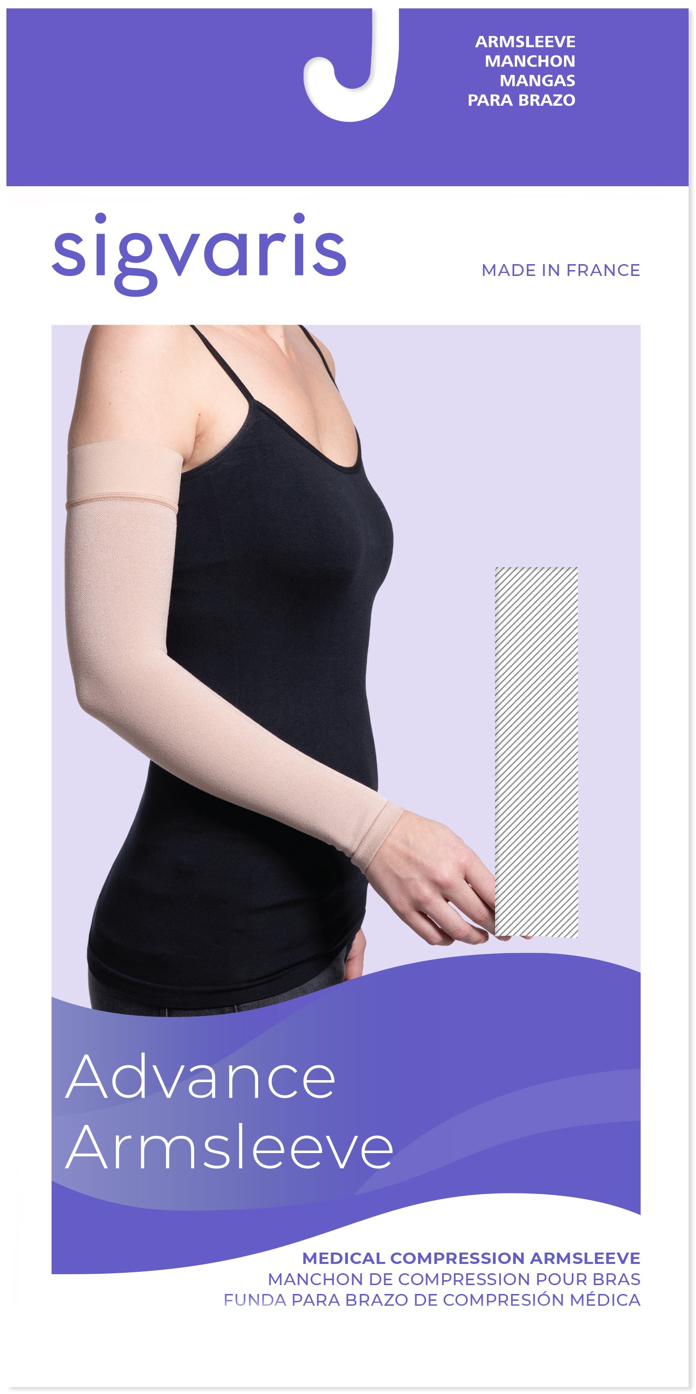 Sigvaris 912 Advance Arm Sleeve With Gauntlet 20-30 mmHg With Grip Top Plus
