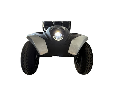 Movo Brome Lite silver scooter showing seat and tiller layout