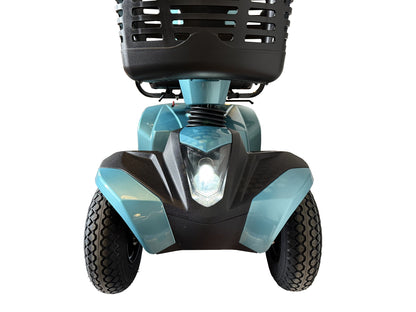 Movo Brome Lite turquoise scooter showing captain's seat and armrests