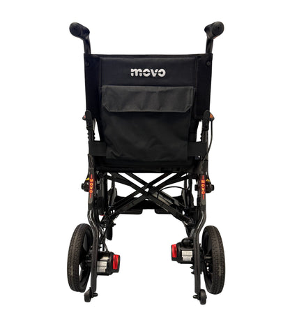 Movo Cloud Carbon black powerchair shown folded for transport