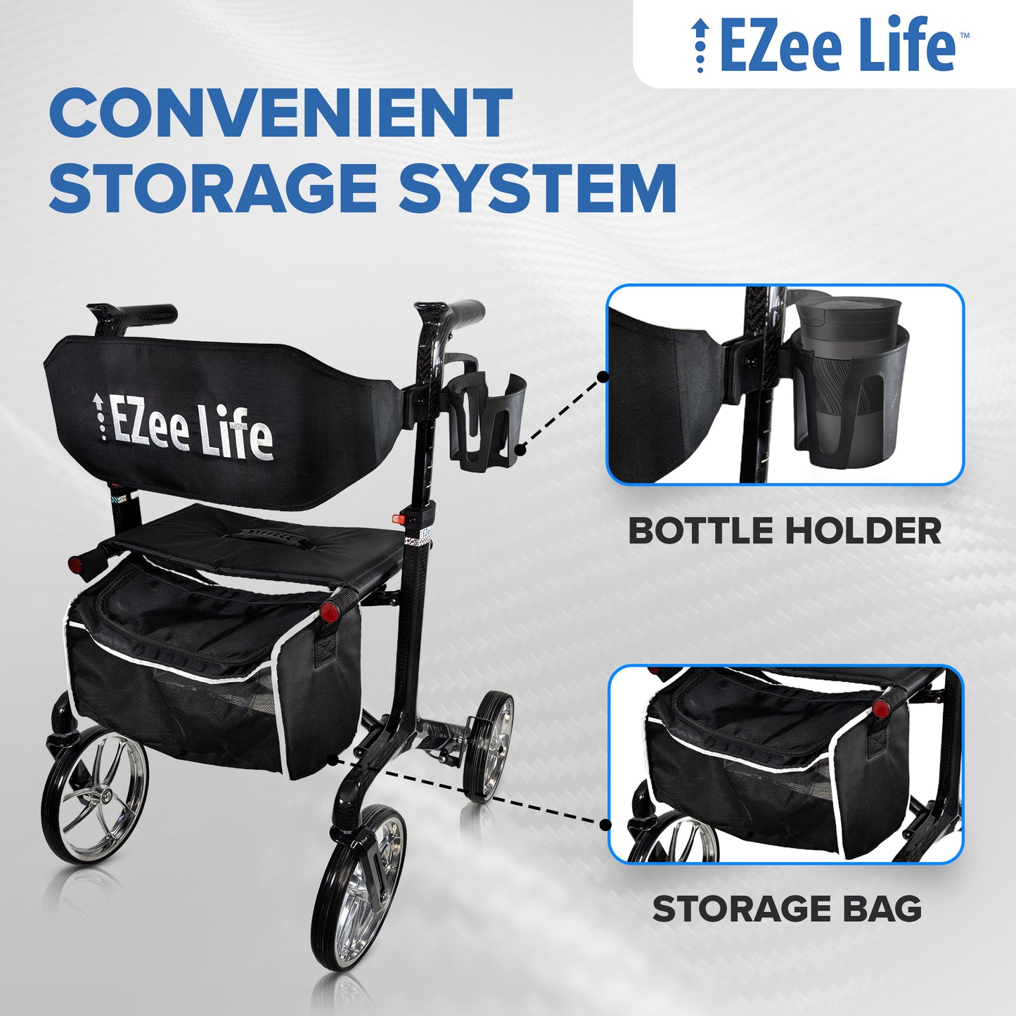 EZee Life Carbon Fiber Lightweight Rollator - 5.8 kgs/13 lbs