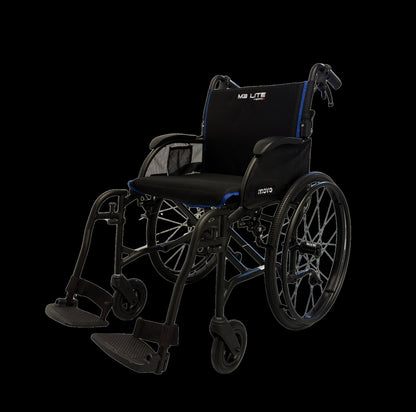 Movo M3 Lite ultra-light folding wheelchair, front three-quarter view