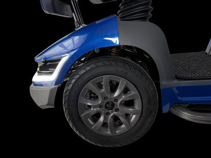 Movo MACH front pneumatic wheel and suspension, detail view