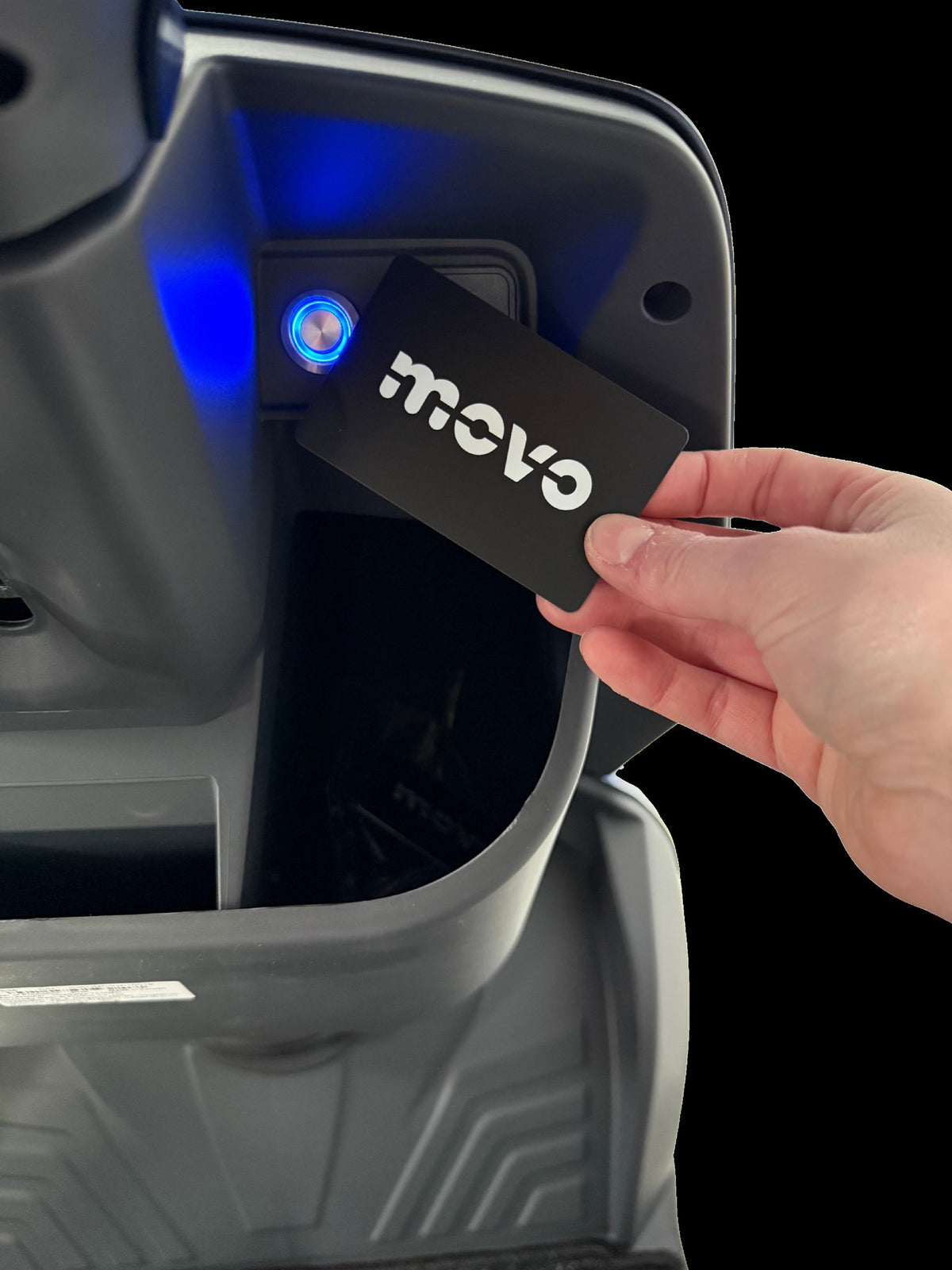 Movo branded key card used for contactless start on the MACH