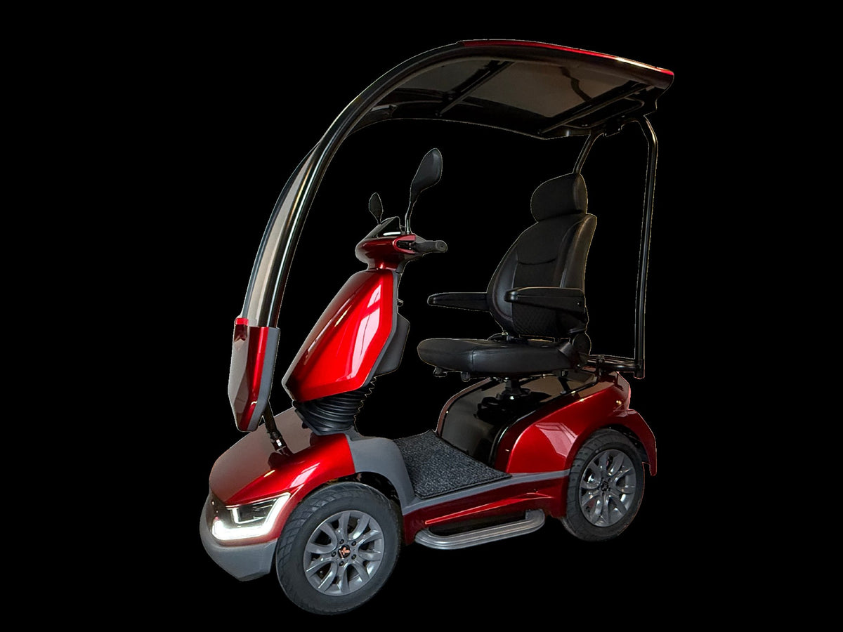 Movo MACH in Red with hard-top canopy, side profile