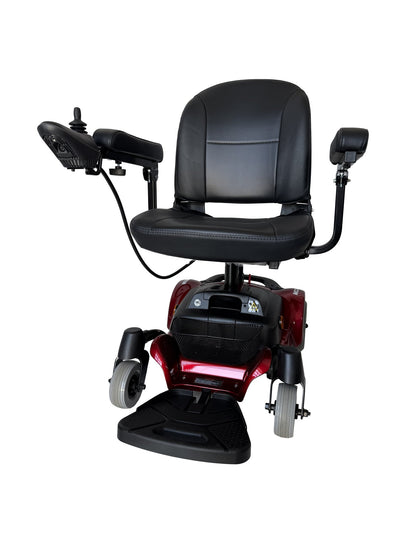 Heartway Moon power wheelchair in red, front three-quarter view