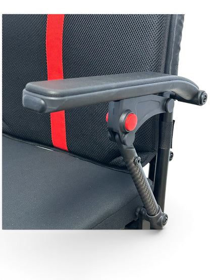 EZee Life CH4078 Carbon Fibre Folding Power Wheelchair – Red Accent Factory Direct Medical
