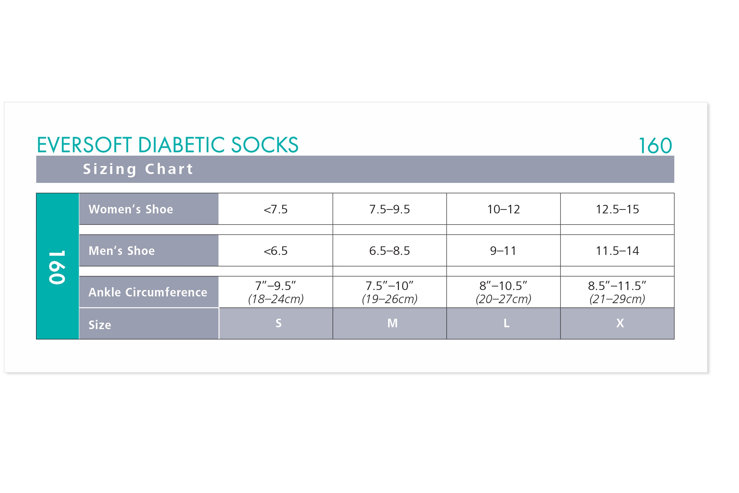 Sigvaris Men's Eversoft Diabetic Sock Calf 8-15mmHg Closed size chart