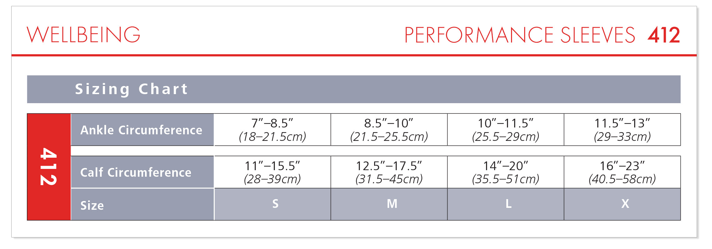 Sigvaris Men's Performance Sleeves Calf 20-30mmHg NA size chart