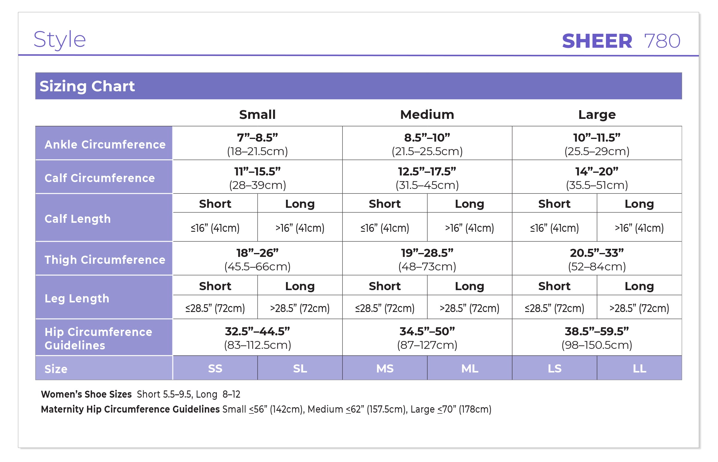 Sigvaris Women's Style Sheer Thigh-High Open-Toe 30-40mmHg size chart