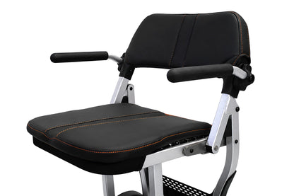 Close-up of the Movo Pilot padded seat and armrests