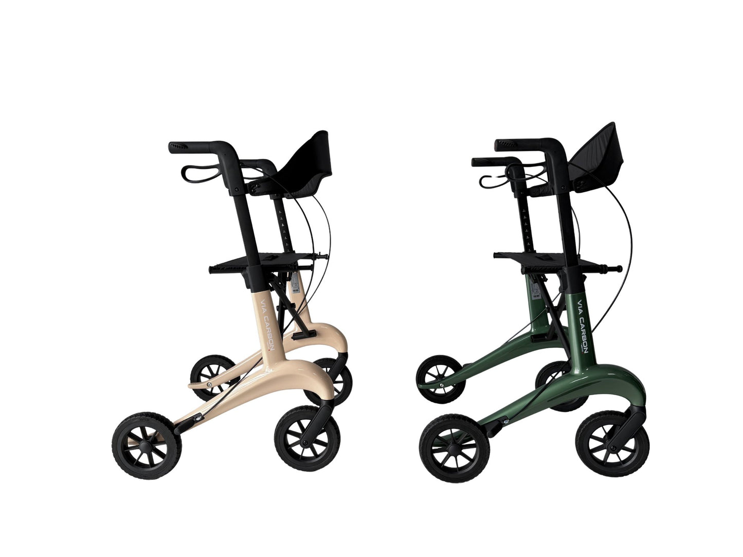 Movo Via Carbon 24 inch tall rollator, side profile view