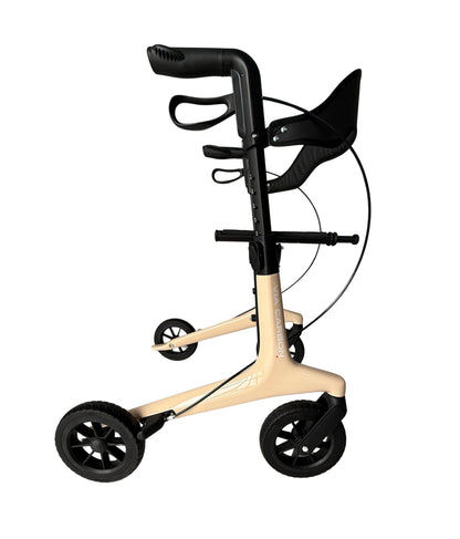 Movo Via Carbon fibre rollator walker in beige, 21 inch seat height