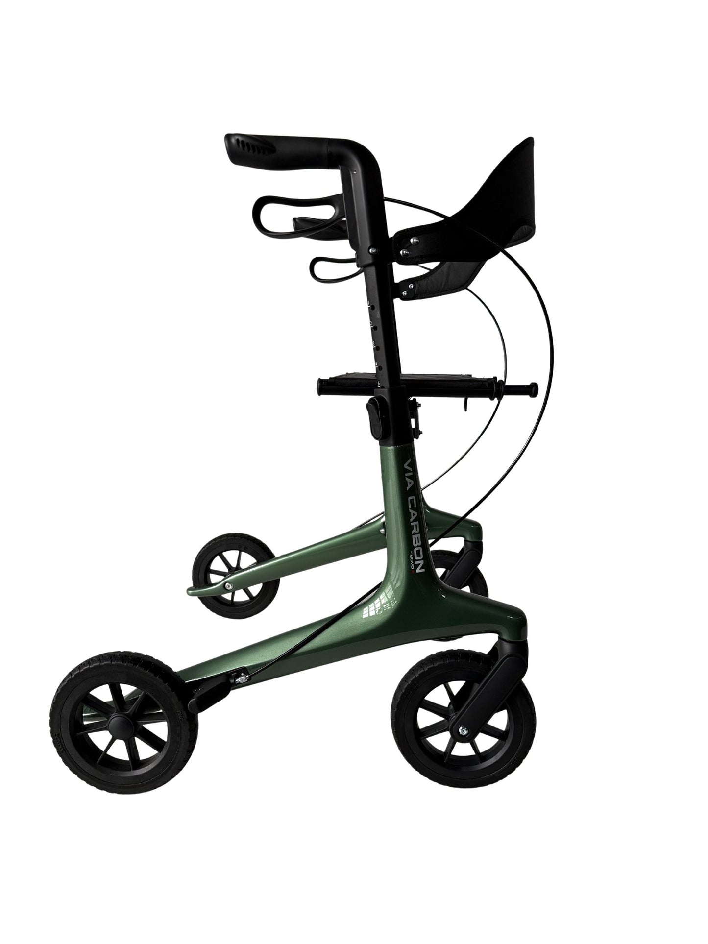 Movo Via Carbon fibre rollator walker in green, 21 inch seat height