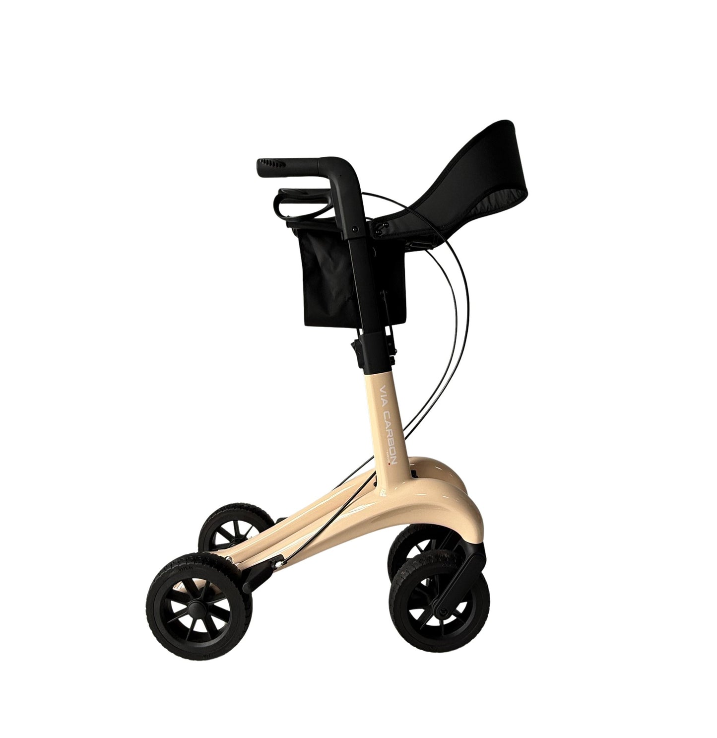 Movo Via Carbon 24 inch beige rollator seat detail