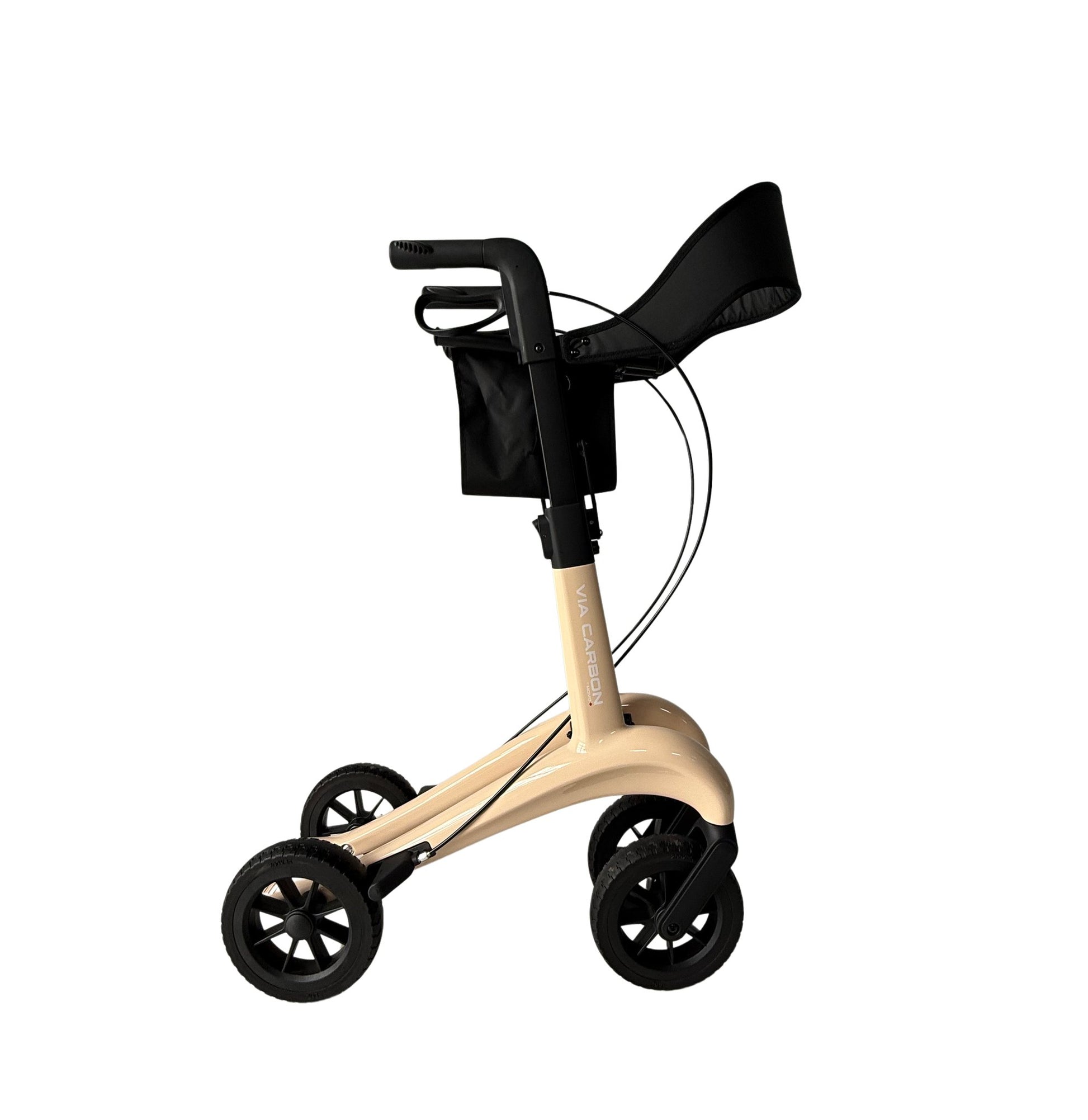 Movo Via Carbon 24 inch beige rollator seat detail