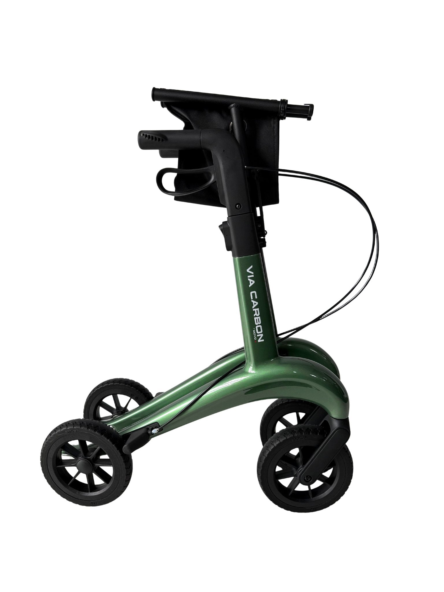 Movo Via Carbon fibre rollator walker in green, 24 inch tall seat height