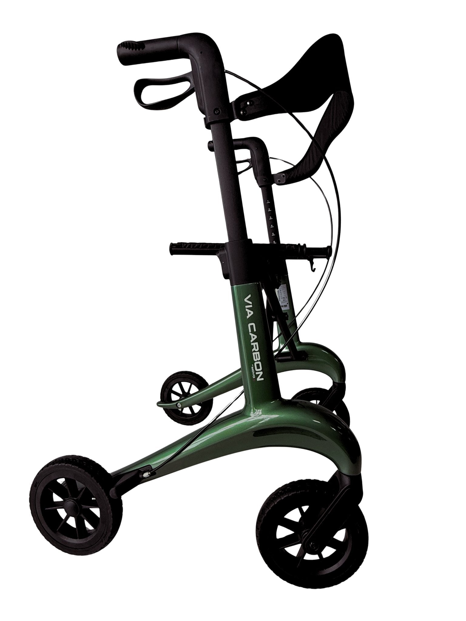 Movo Via Carbon 24 inch green rollator, front view