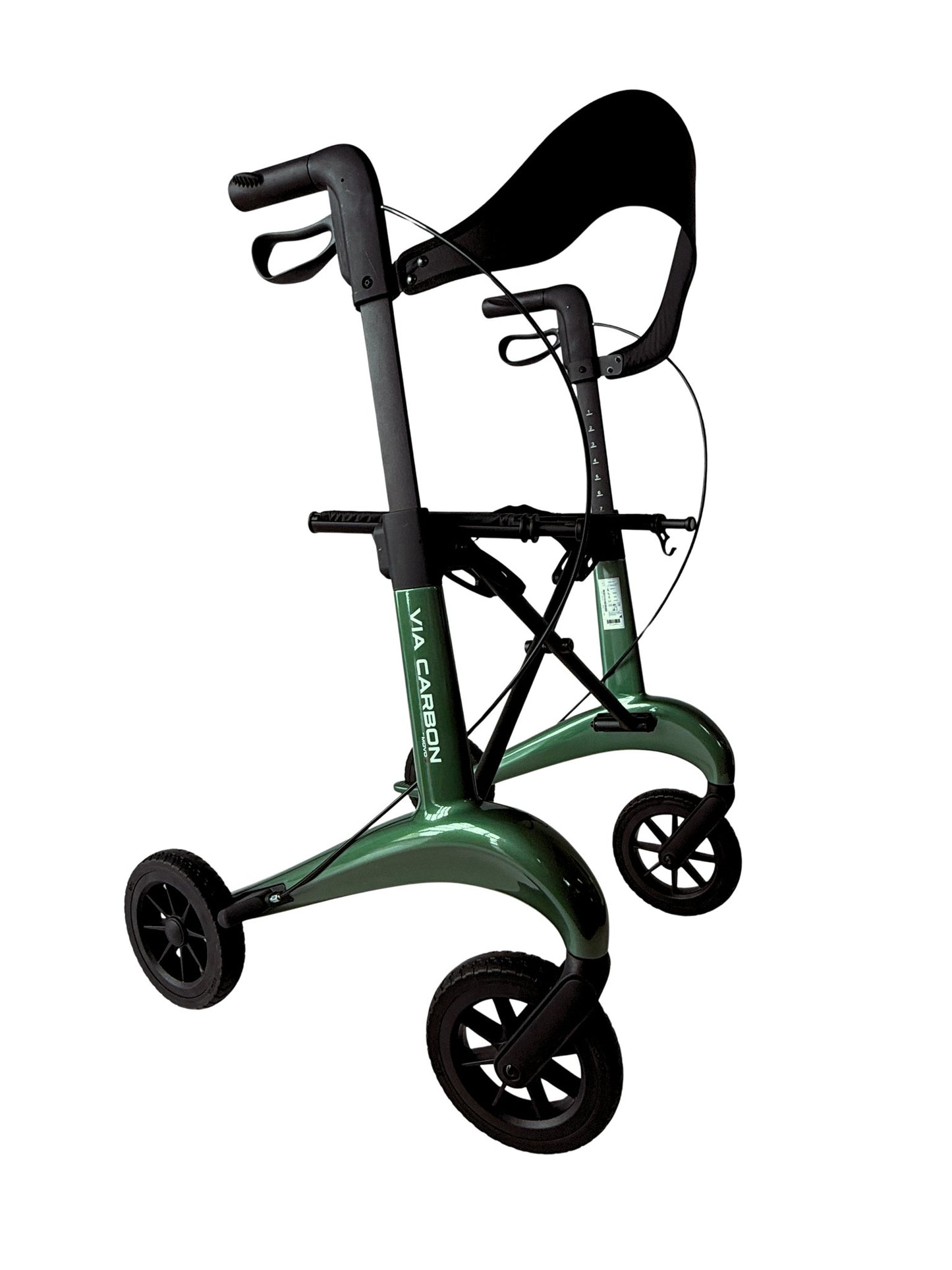 Movo Via Carbon 24 inch green rollator, carbon frame detail