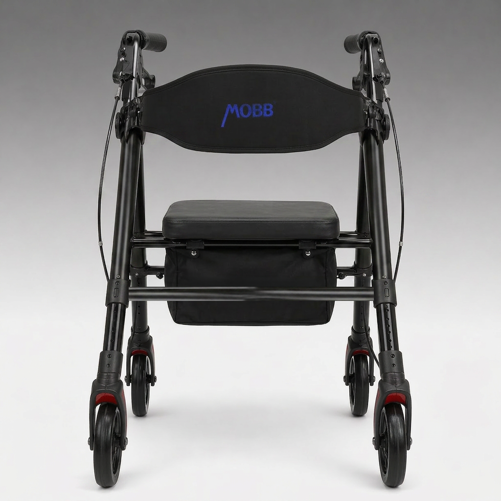 Aluminum Folding Bariatric Rollator — MOBB Home Health Care, folded for storage