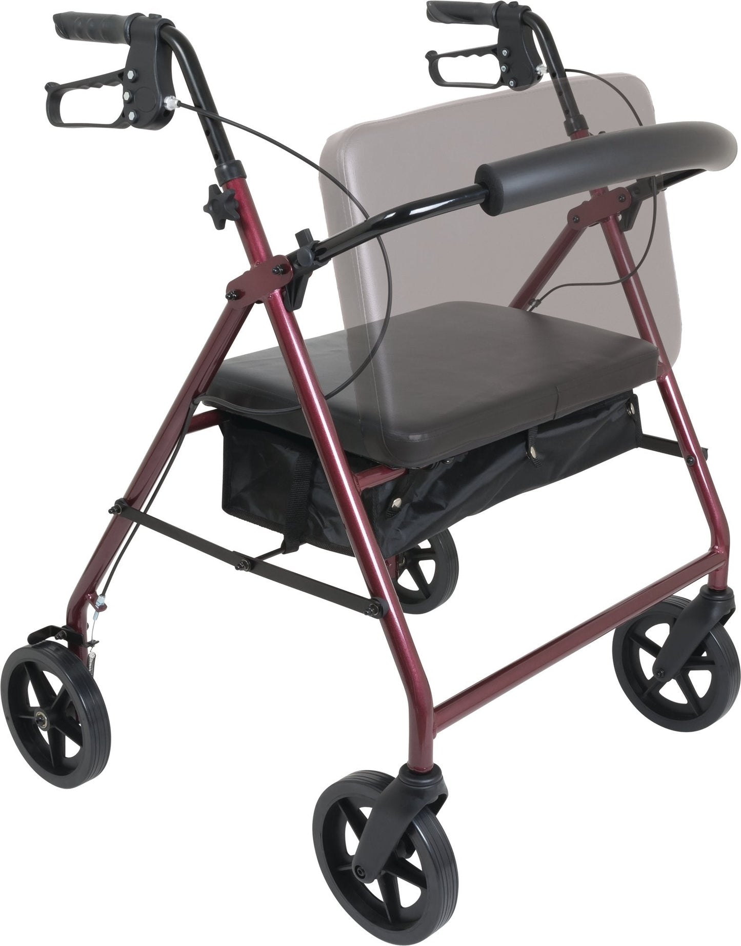 Bariatric Rollator with 8" Wheels in Burgundy - Mobility Aid for Support and Stability | Probasics - Factory Direct Medical