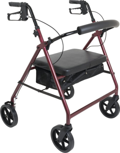 Bariatric Rollator with 8" Wheels in Burgundy - Mobility Aid for Support and Stability | Probasics - Factory Direct Medical
