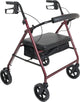 Bariatric Rollator with 8" Wheels in Burgundy - Mobility Aid for Support and Stability