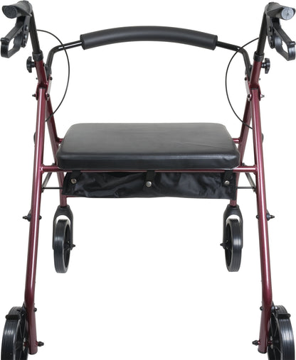 Bariatric Rollator with 8" Wheels in Burgundy - Mobility Aid for Support and Stability | Probasics - Factory Direct Medical