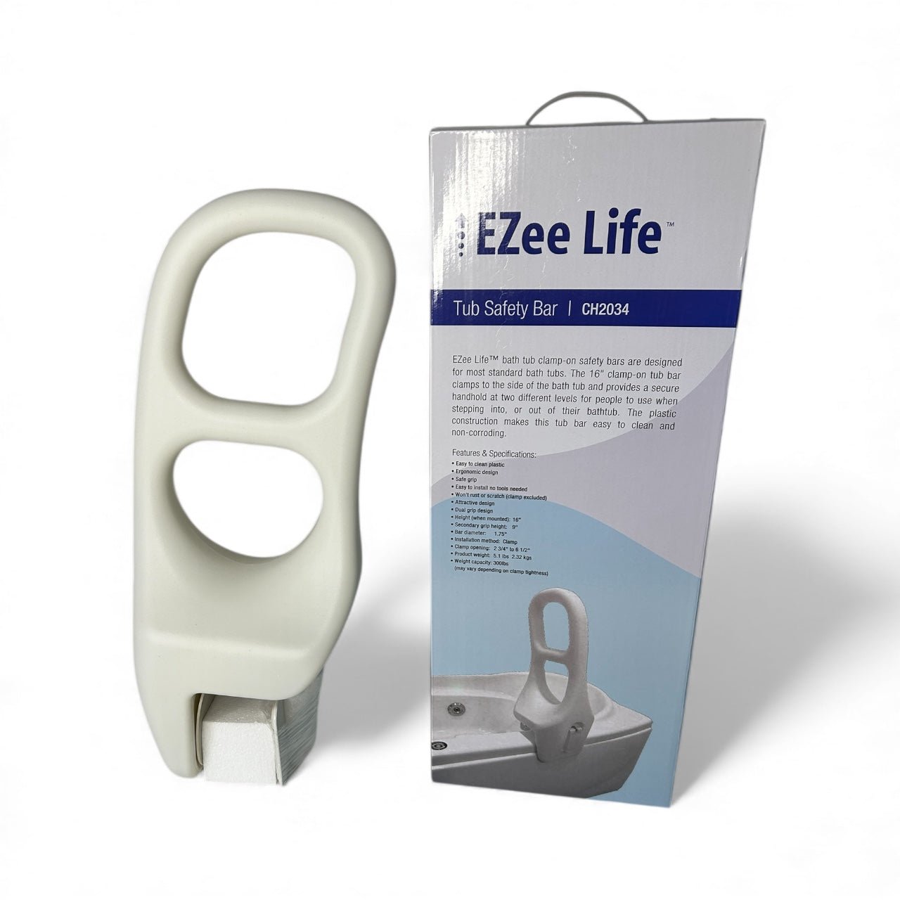 Clamp - on Tub Bar - 16" Plastic | Ezee Life - Factory Direct Medical