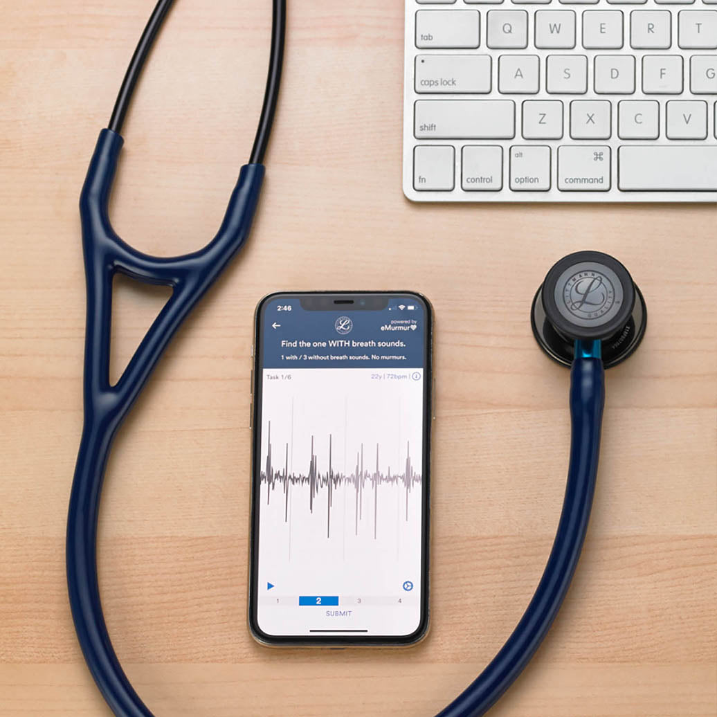 Littmann Cardiology IV Diagnostic Stethoscope: Black & Black - Blue Stem 6201