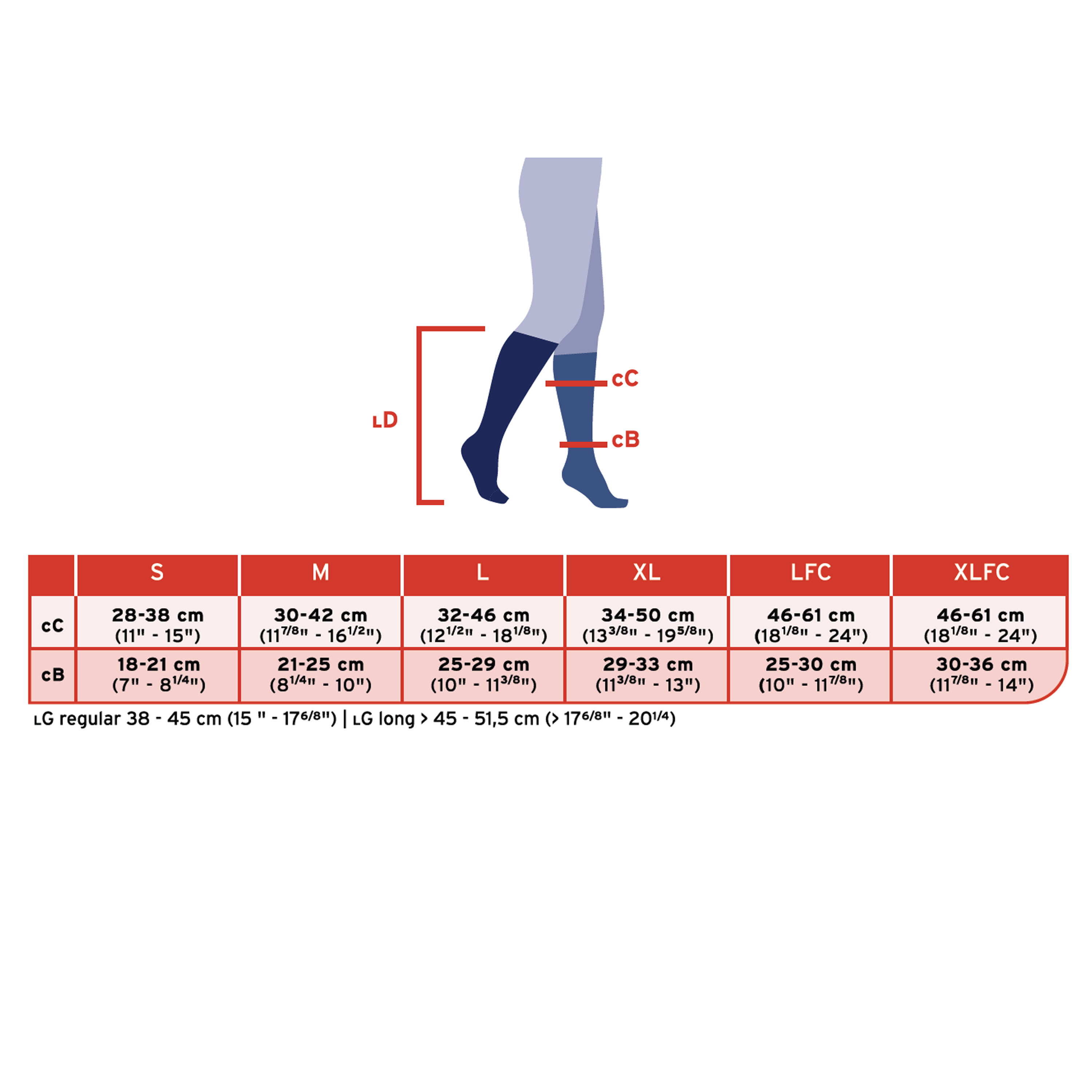 JOBST forMen Casual 30-40 mmHg Knee High size chart