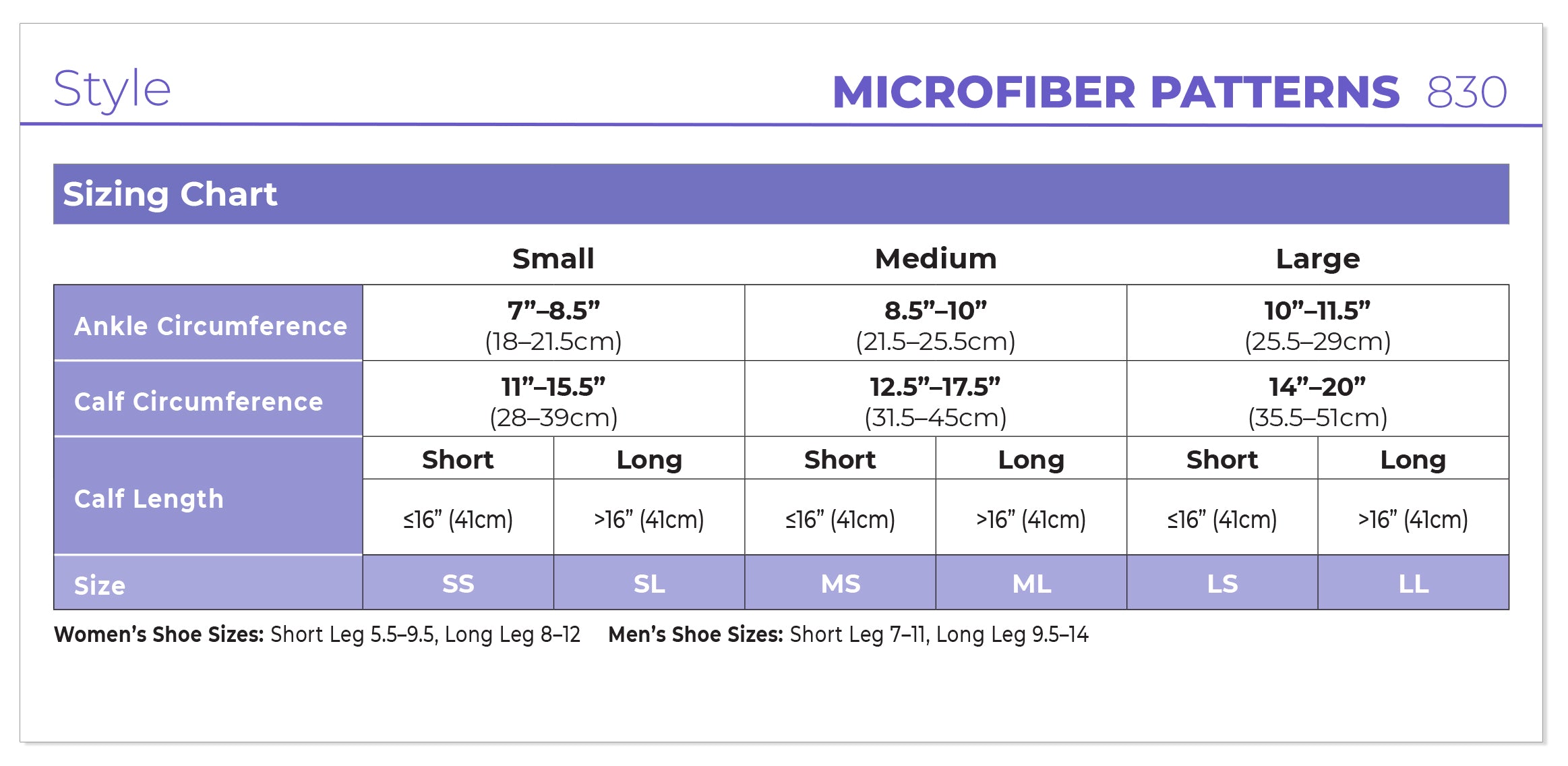 Sigvaris Women's Style Microfiber Patterns Calf 20-30mmHg Women's Closed Toe size chart