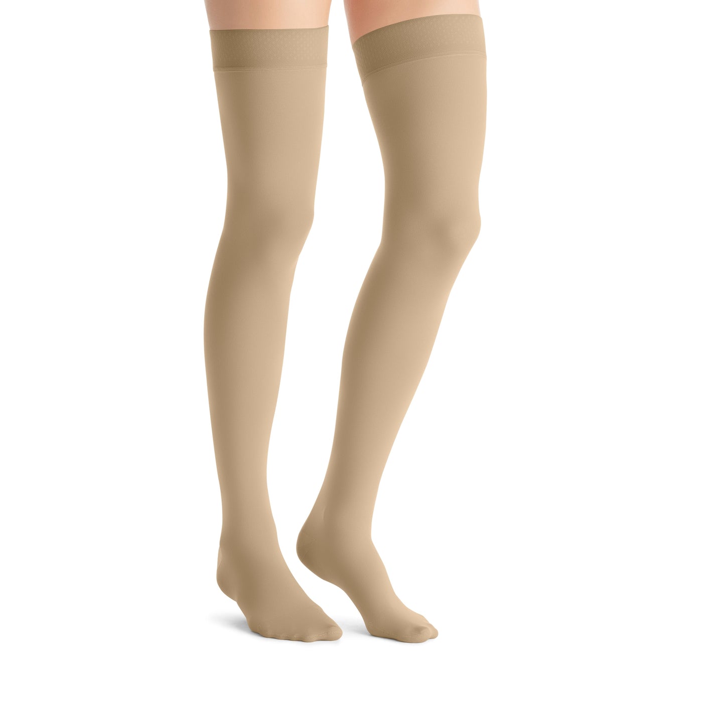 JOBST Opaque Compression Stockings 20-30 mmHg Thigh High Silicone Dot Band Closed Toe