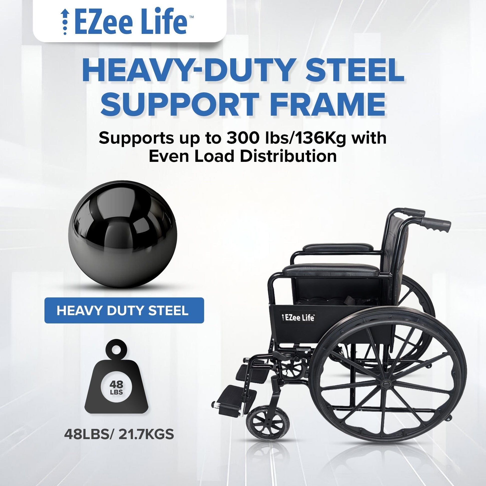 Economy Wheelchair - 16" or 18" - CH1090 | Ezee Life - Factory Direct Medical