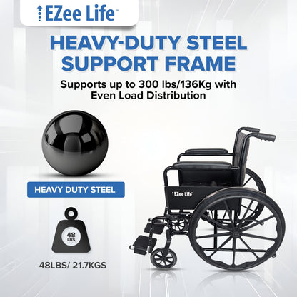 Economy Wheelchair - 16" or 18" - CH1090 | Ezee Life - Factory Direct Medical