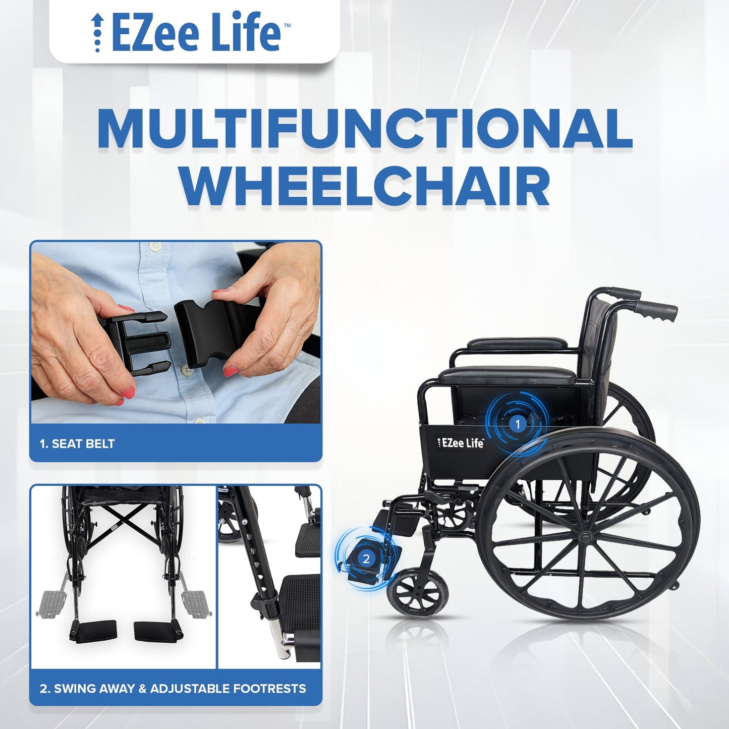 Economy Wheelchair - 16" or 18" - CH1090 | Ezee Life - Factory Direct Medical