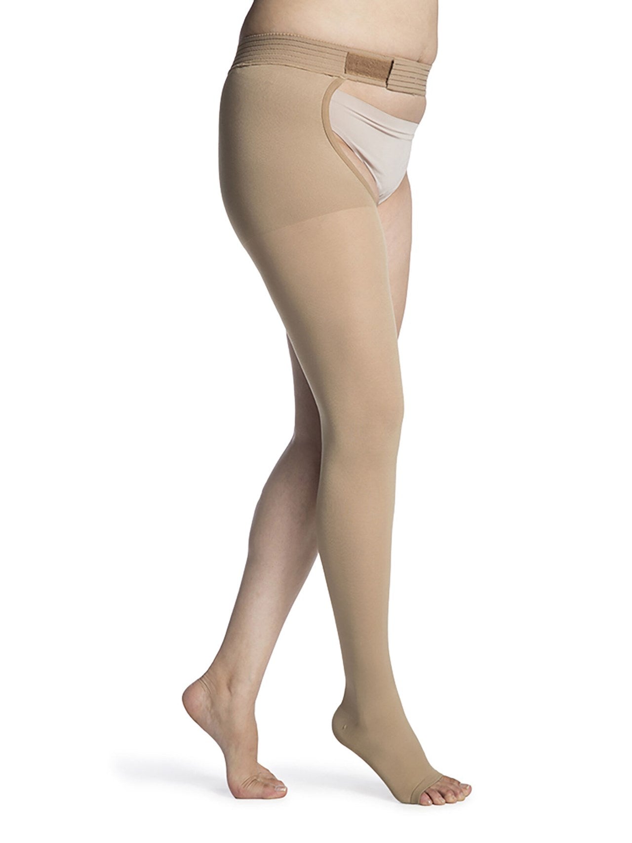 Sigvaris 860 Opaque Compression Socks 20-30 mmHg Thigh High w/Waist Attachment For Women Open Toe