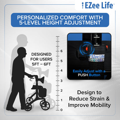 EZee Life Carbon Fiber Lightweight Rollator - 5.8 kgs/13 lbs | Ezee Life - Factory Direct Medical
