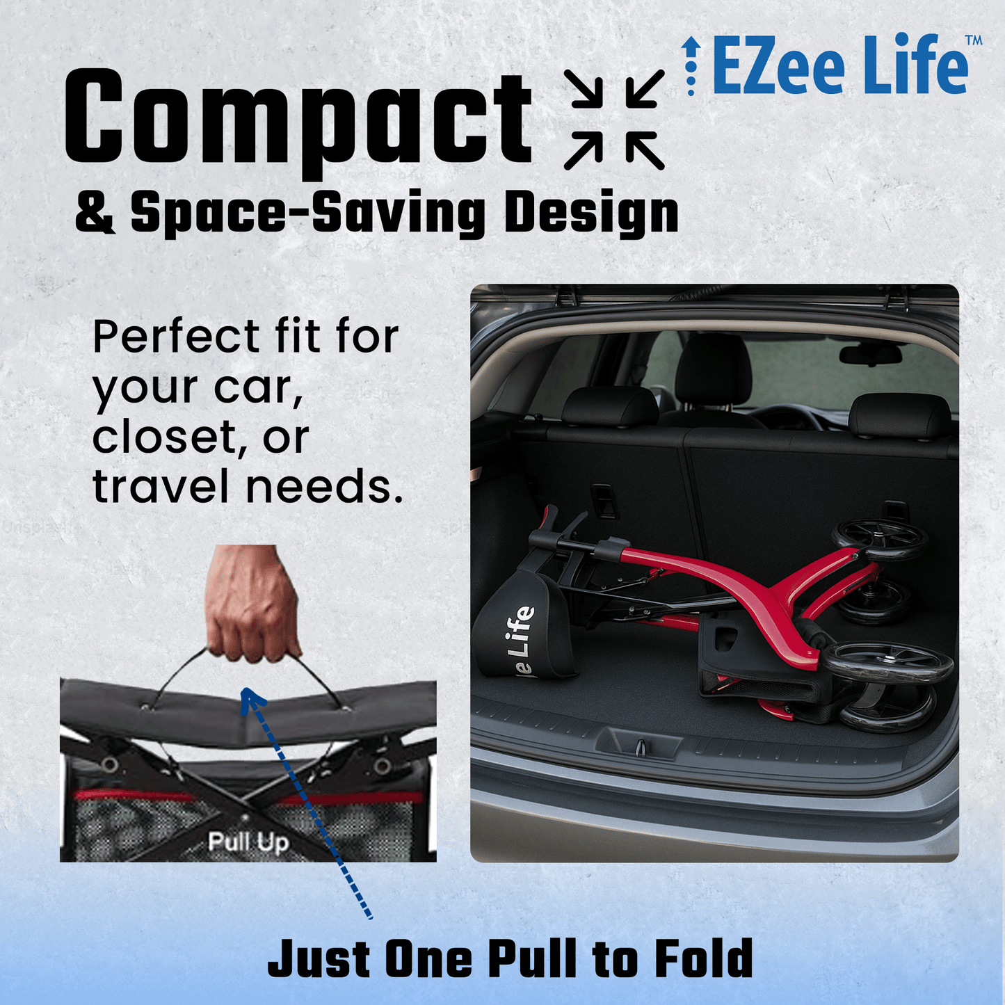 EZee Life Folding Rollator Walker – Lightweight, Height - Adjustable Mobility Aid | Ezee Life - Factory Direct Medical
