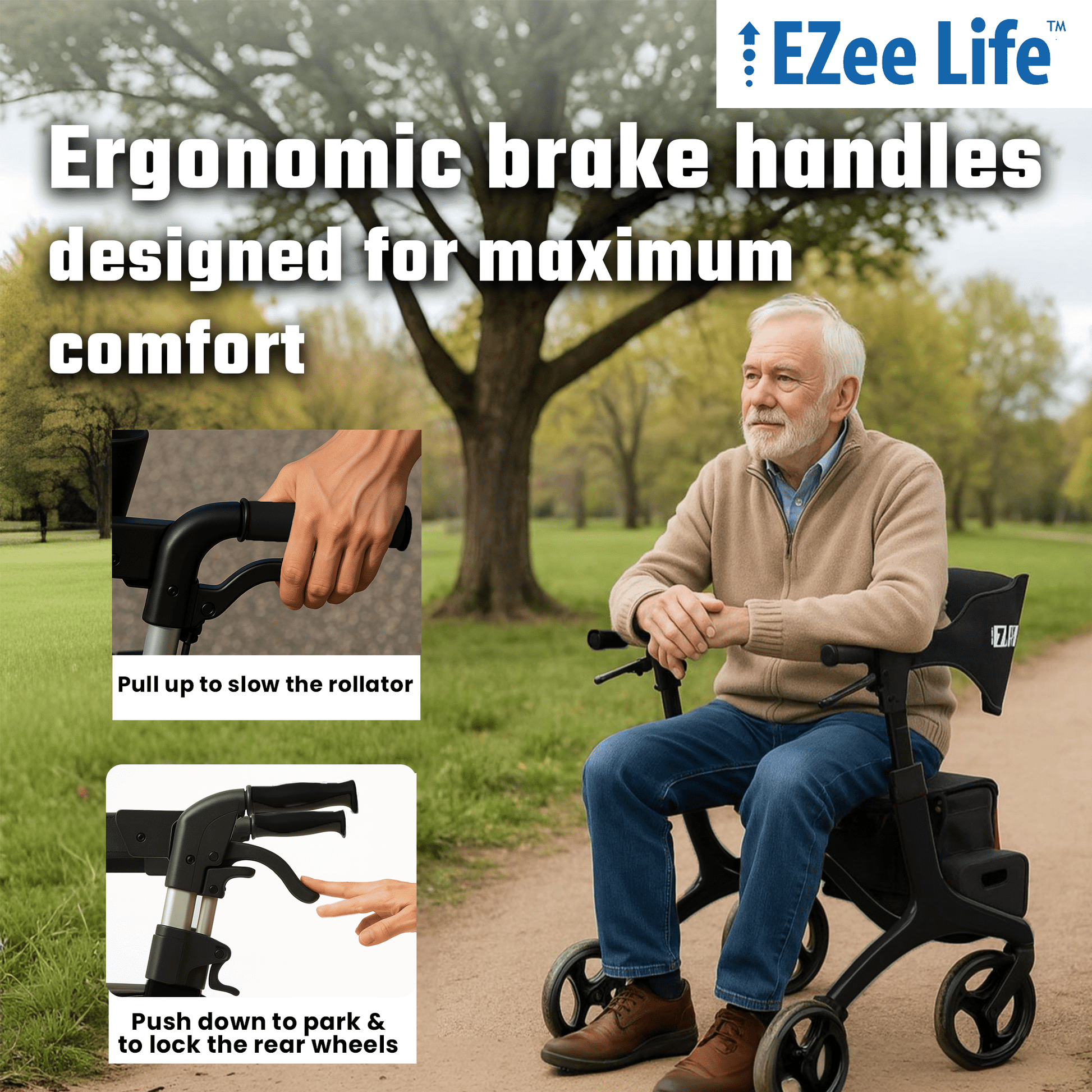 EZee Life Folding Rollator Walker – Lightweight, Height - Adjustable Mobility Aid | Ezee Life - Factory Direct Medical