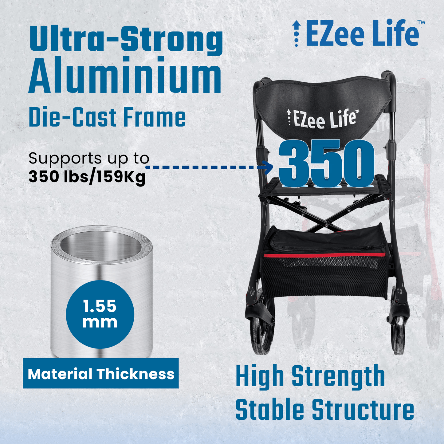 EZee Life Folding Rollator Walker – Lightweight, Height - Adjustable Mobility Aid | Ezee Life - Factory Direct Medical