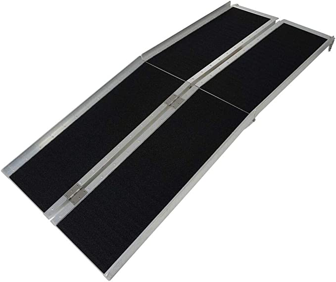 EZ6RGT EZee Life Portable Wheelchair Ramp 6 Ft - Folding Aluminum, 600 lb Capacity with Grip Tape & Side Rails
