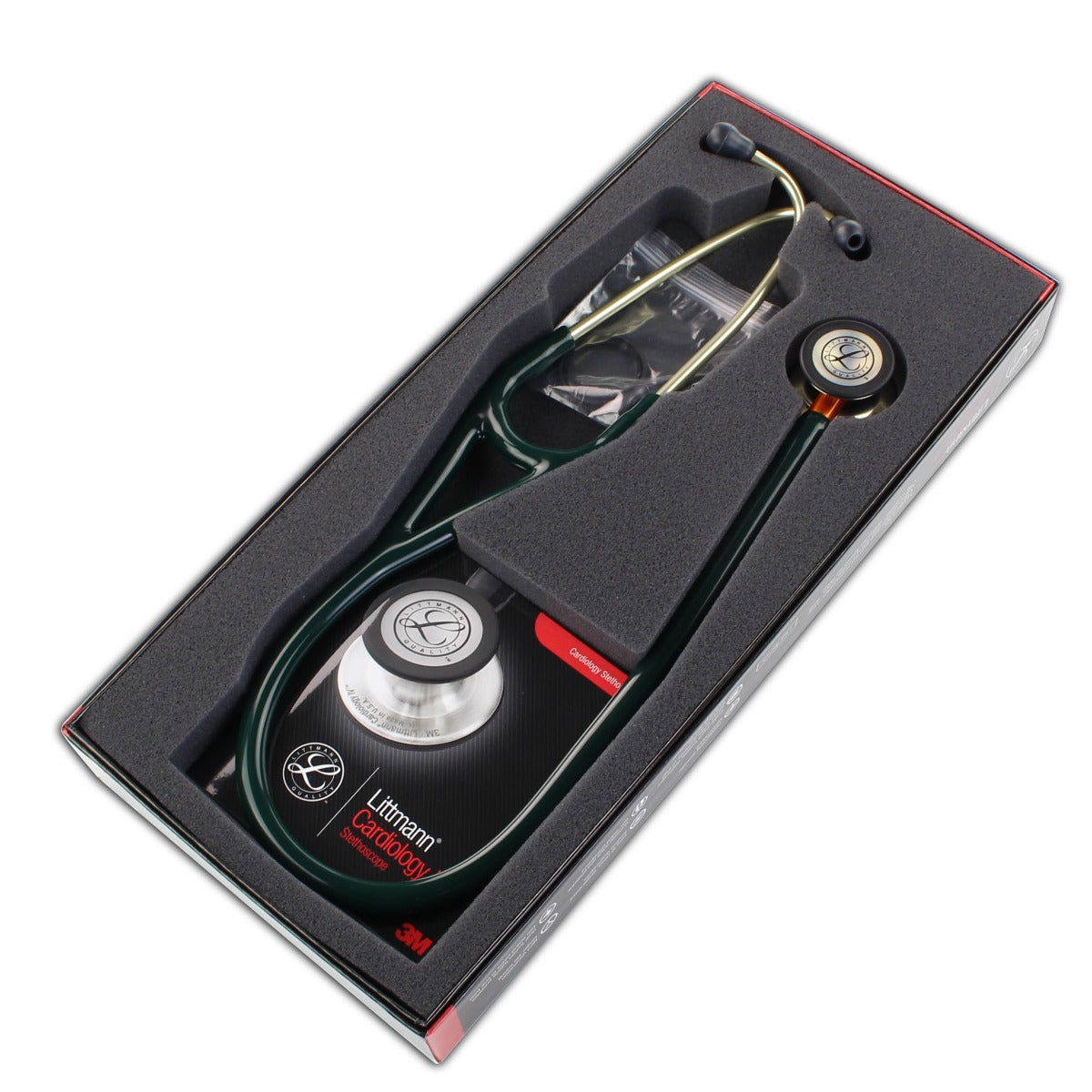 Littmann Cardiology IV Diagnostic Stethoscope: Polished Champagne & Hunter Green - Orange Stem 6206