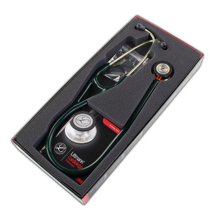 Littmann Cardiology IV Diagnostic Stethoscope: Polished Champagne & Hunter Green - Orange Stem 6206