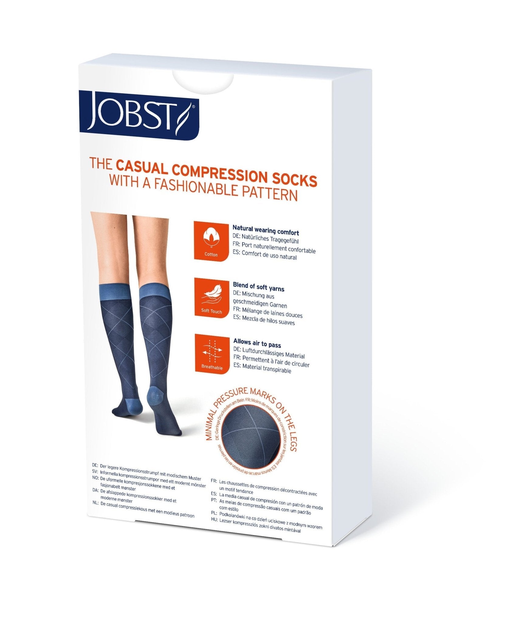 JOBST Casual Pattern Compression Socks 20 - 30 mmHg, Knee High, Closed Toe, Full Calf Petite | JOBST - Factory Direct Medical