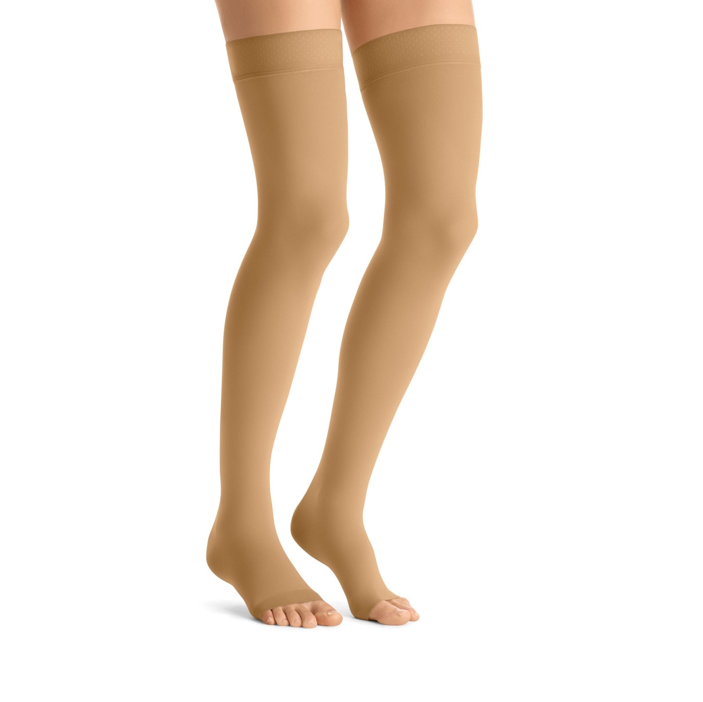 JOBST Opaque Compression Stockings 30 - 40 mmHg Thigh High Silicone Dot Band Open Toe | JOBST - Factory Direct Medical