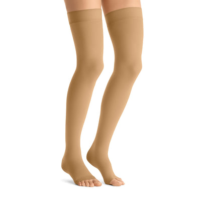JOBST Opaque Compression Stockings 30 - 40 mmHg Thigh High Silicone Dot Band Open Toe | JOBST - Factory Direct Medical