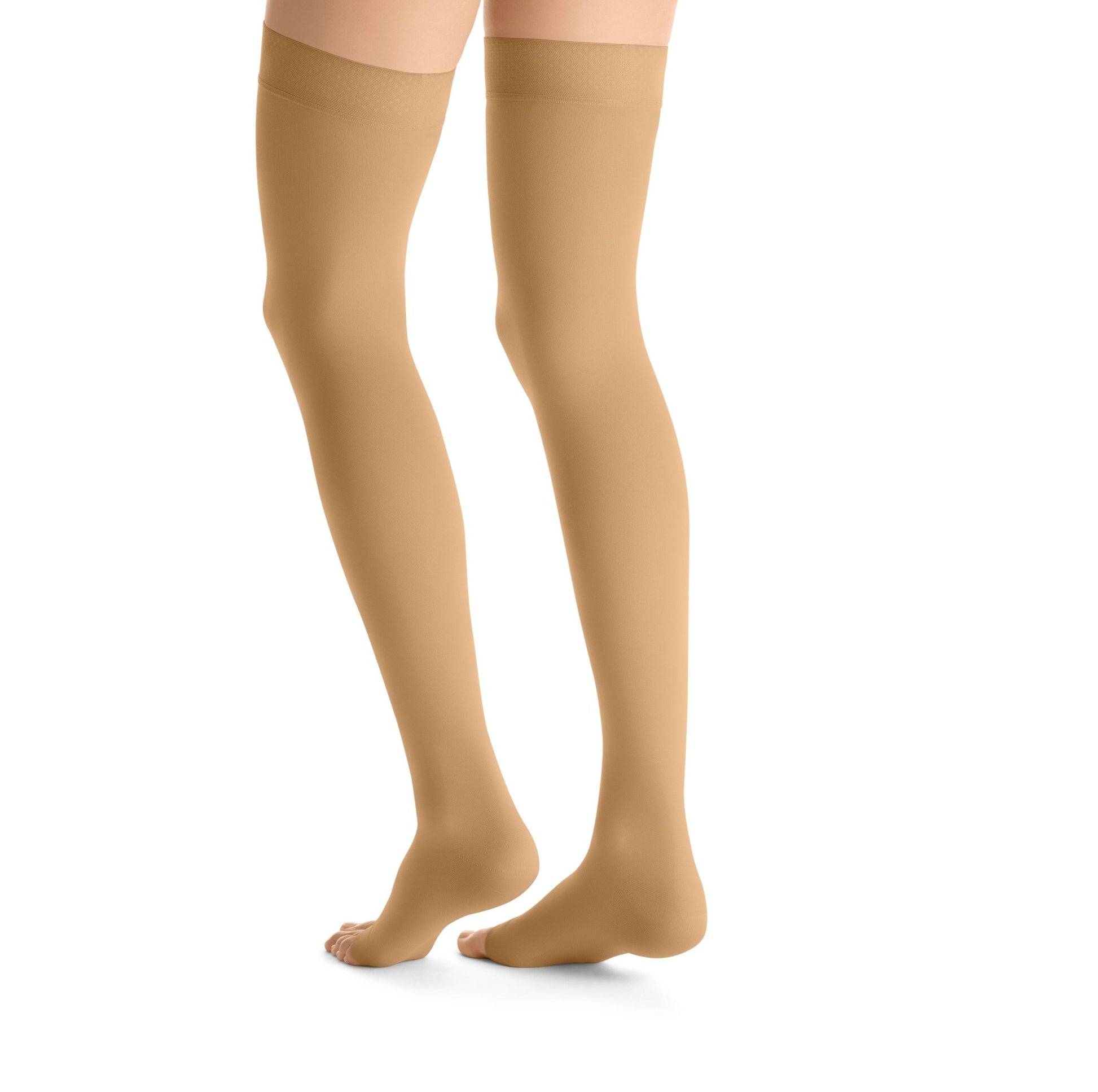 JOBST Opaque Compression Stockings 30 - 40 mmHg Thigh High Silicone Dot Band Open Toe | JOBST - Factory Direct Medical