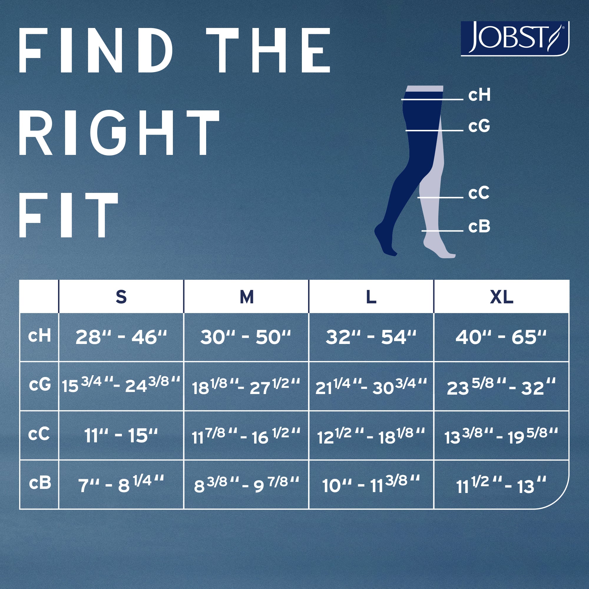 JOBST Relief 30-40 mmHg Chap Double size chart