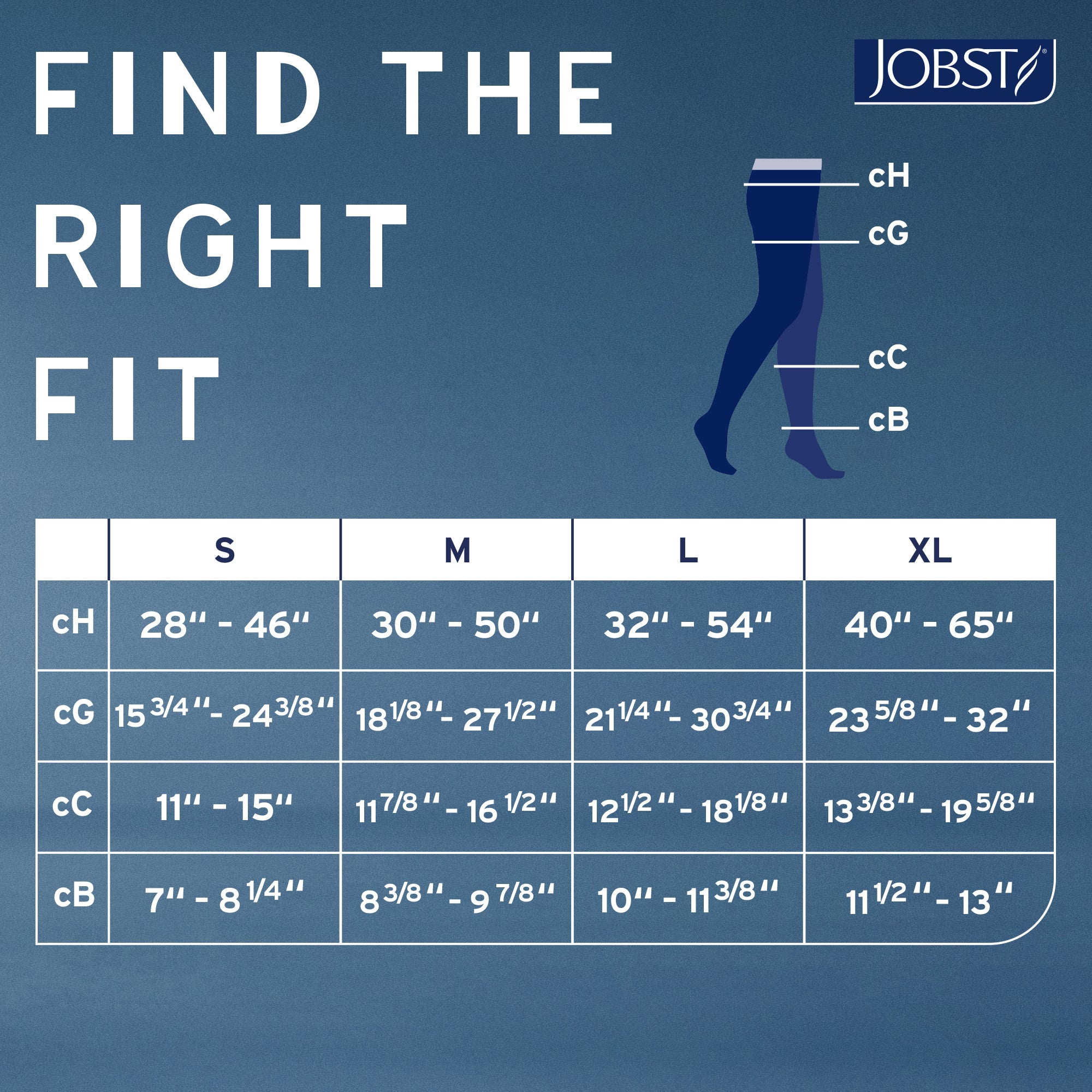 JOBST Relief 30-40 mmHg Waist High size chart